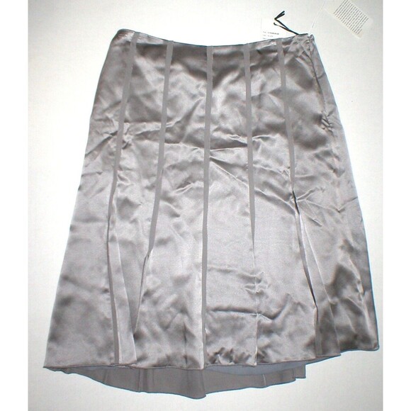 New NWT $498 Womens Silver Silk Skirt Worth New York 8 York Metallic Layered - Picture 6 of 8